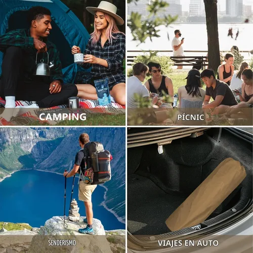 Vista 6 de WILD FUN Colchoneta de dormir doble, colchón de campamento de 2 pulgadas para 2 personas con almohada, almohadilla de campamento autoinflable