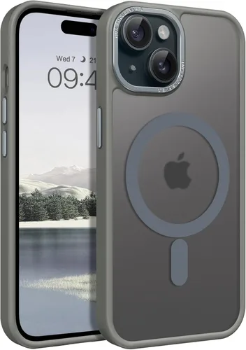 Vista 22 de BENTOBEN Compatible con iPhone 15 Plus, Funda de teléfono magnética translúcida mate delgada a prueba de golpes [Compatible con MagSafe] Funda