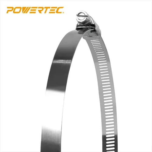 Vista 5 de POWERTEC Abrazaderas de manguera de accionamiento de engranaje sin fin de acero inoxidable, ajustables de 5-1/2 a 6-1/2 pulgadas para manguera