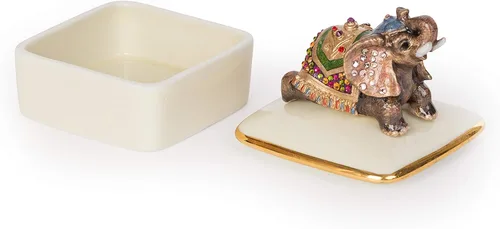 Vista 3 de Jay Strongwater - Caja de Porcelana - Priya Elephant