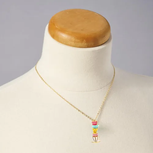 Vista 3 de Bonito collar apilado para mujeres, niñas, adolescentes y más. Gran collar estilo Alicia y el país de las maravillas para mujeres. Taza de café