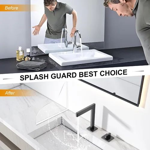 Vista 3 de UIOCSSC Protector contra salpicaduras de ducha, paquete de 2 protectores de salpicaduras de agua para bañera de silicona, autoadhesivos