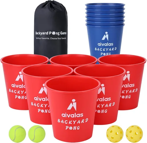 Vista 11 de Aivalas Yard Pong Outdoor Games, Giant Yard Games Set with 12 Buckets and Balls for Adults and Family, Toss Game Throwing Games for Beach, Camping