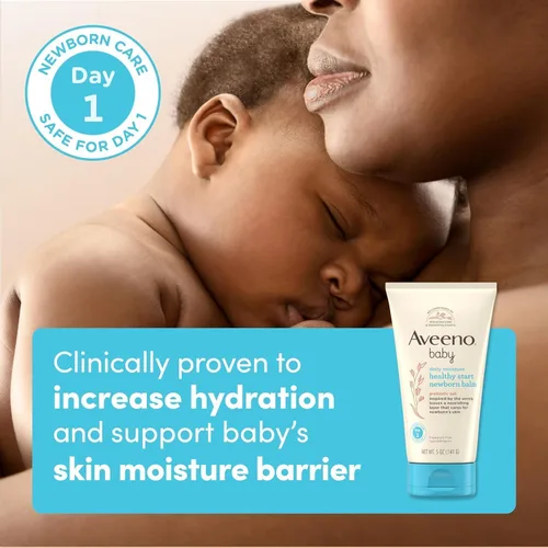 Vista 4 de Paquete de Aveeno Baby Healthy Start baño para recién nacidos, baño hipoalergénico para el cuerpo del bebé con avena prebiótica, sin fragancia, 8 fl