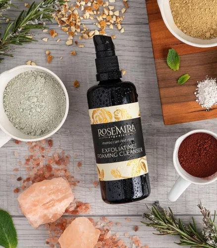 Vista 6 de Limpiador espumoso exfoliante marroquí de rosa roja – exfoliante, limpiador, equilibrante, tonificante – fabricado en Estados Unidos
