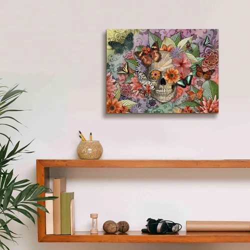 Vista 8 de Epic Graffiti 'Butterfly Botaniskull' de Fusion Idol Arts, arte de pared en lienzo, 16 x 12 pulgadas