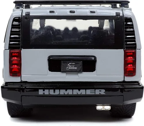 Vista 5 de Jada Toys Just Trucks 1:24 2003 Hummer H2 con estante de coche fundido a presión gris, juguetes para niños y adultos, 32310