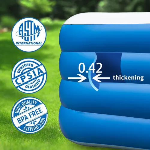 Vista 4 de Piscina inflable, 79 x 58 x 29 pulgadas, piscina familiar gruesa sobre el suelo para exteriores, patio trasero, jardín, fiesta acuática de verano