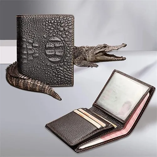 Vista 3 de Cartera vertical corta para hombre, funda de cuero multifuncional, tarjetero para almacenamiento de tarjetas
