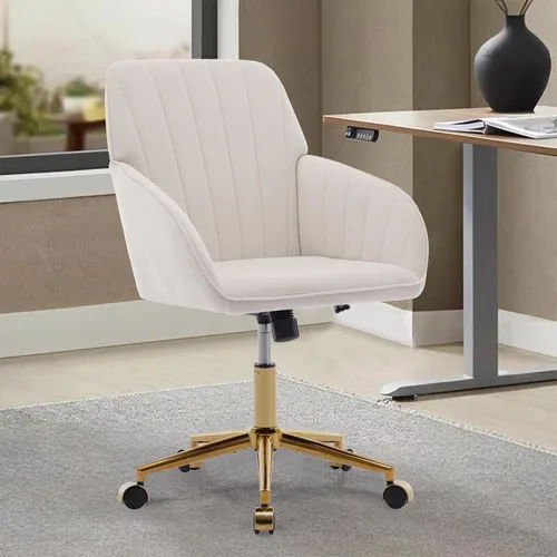Vista 21 de Silla de escritorio de terciopelo para oficina en casa, bonita y cómoda silla giratoria de 360° con altura ajustable para adolescentes, mujeres