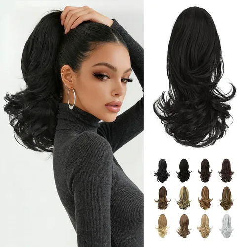 Vista 31 de SOFEIYAN Extensión de Cola de Caballo de 13" Larga y Rizada con Clip en Garra, Extensión de Cabello Sintético de Aspecto Natural para Mujeres