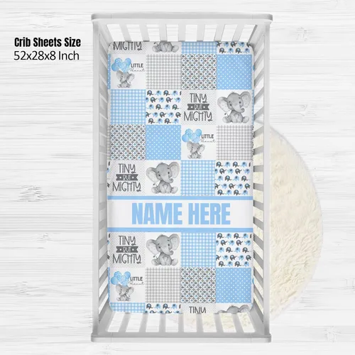 Vista 2 de Sábanas personalizadas para cuna de bebé con nombre, sábanas ajustadas personalizadas para cuna para bebés, juegos de ropa de cama de bebé, sábanas
