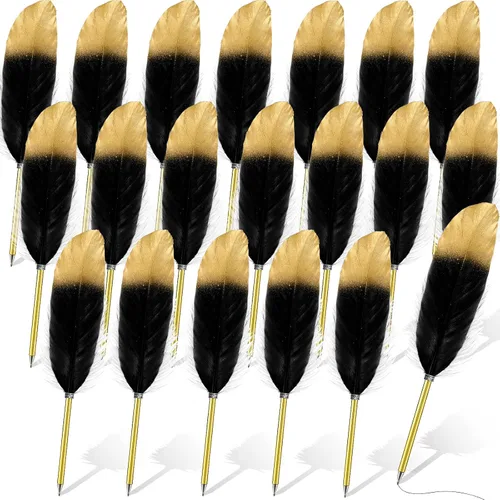 Vista 10 de Chivao Bolígrafo de pluma de 0.020 in, tinta negra, pluma de pluma chapada en pluma para invitados, recuerdos de oficina, fiestas (10 piezas)