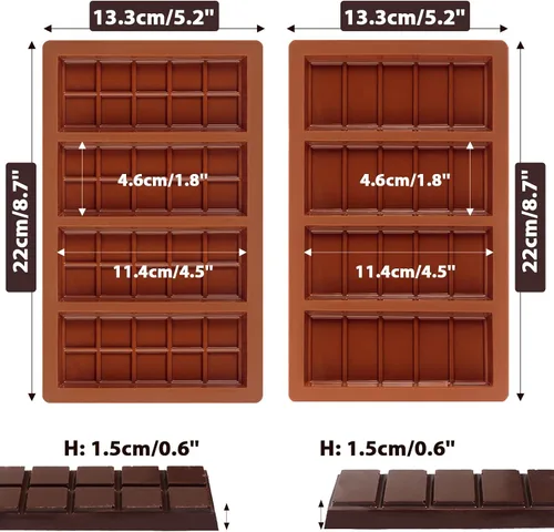 Vista 4 de Webake Molde de barra de chocolate profundo para relleno, molde de silicona para chocolate para rellenar chocolate, caramelos, cera derretida