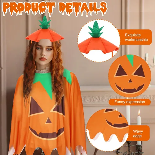 Vista 2 de Ramede Los juegos de disfraces de Halloween de 2 piezas incluyen capa de poncho con diadema divertida para adultos, regalos de fiesta, suministros