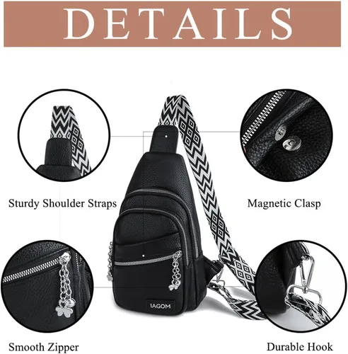 Vista 5 de IAGOM Sling Bag for Women Crossbody Bag, Chest Bag Fanny Packs Sling Backpack with Zip Anti Theft Pocket for Hiking Travel