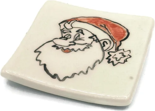 Vista 10 de Clay Ring Dish, Small Square Handmade Ceramic Trinket Dish, Small Tealight Candle Holder, Teabag Holder (Aquarius)