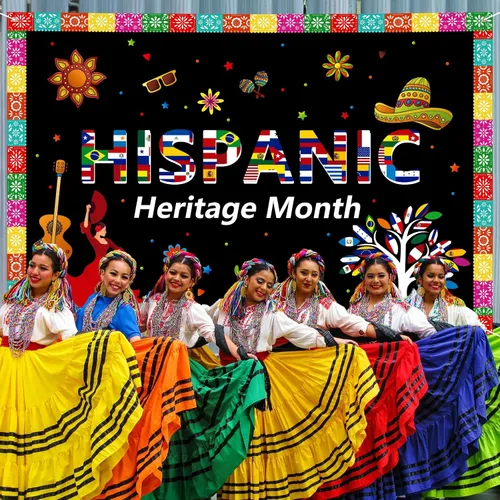 Vista 5 de Cartel extra grande del mes de la herencia hispana de 72 x 48 pulgadas, decoración de celebración de países hispanohablantes latinoamericanos