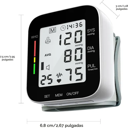 Vista 8 de MMIZOO Monitor de presión arterial de muñeca, monitor BP, pantalla LCD grande, máquina de presión arterial, puño de muñeca ajustable de 5.31 a 7.68