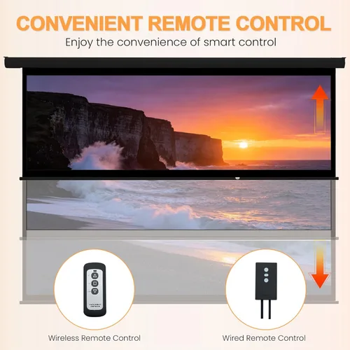 Vista 4 de Pantalla de proyector de 150" motorizada 16:9 para cine en casa al Negro