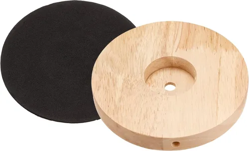 Vista 5 de PATIKIL Base de lámpara de madera de 4.724 in, 1 paquete de base circular de madera maciza de madera para escritorio, soporte de repuesto