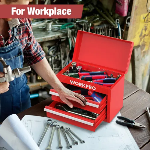 Vista 6 de DuraTech - Caja de herramientas de metal de 15 pulgadas, regalos para papá y WORKPRO Mini caja de herramientas de metal