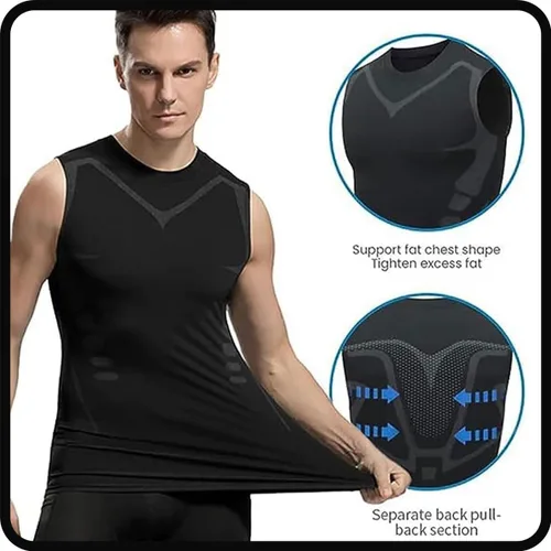 Vista 3 de AODGHC Camisa sin mangas con forma iónica de nueva versión 2023, camisa sin mangas con forma iónica Biowang, chaleco de tela de seda de hielo