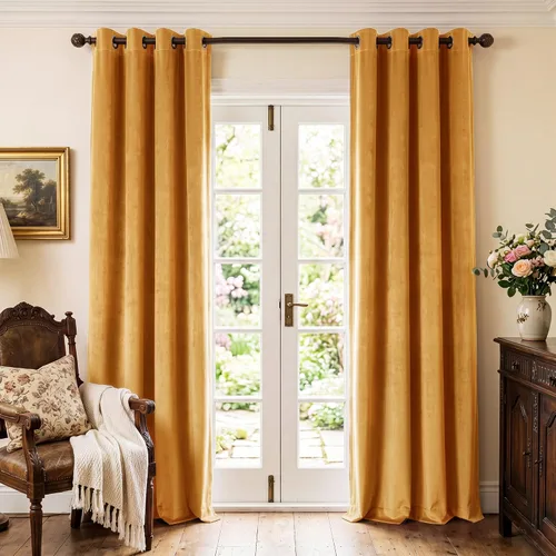 Vista 38 de StangH Cortinas de terciopelo gris de 84 pulgadas para oscurecer la habitación, con aislamiento térmico, cortinas gruesas y pesadas para sala
