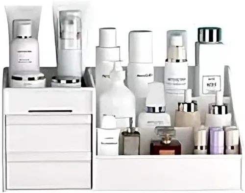 Vista 2 de Organizadores de maquillaje y cuidado de la piel azules y almacenamiento para tocador, encimera, tocador de baño, cajones, estantes, pinceles