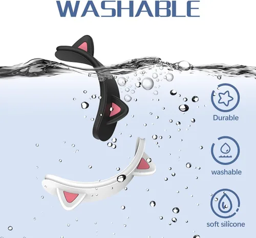 Vista 4 de WQNIDE - Funda para la diadema para AirPods Max, bonito diseño de orejas de gato, protector de diadema de silicona suave, cojín cómodo, protección