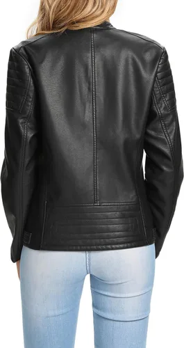 Vista 4 de S P Y M Womens Leather Jacket, Faux Motorcycle Biker Coat, Regular and Plus Size Coat