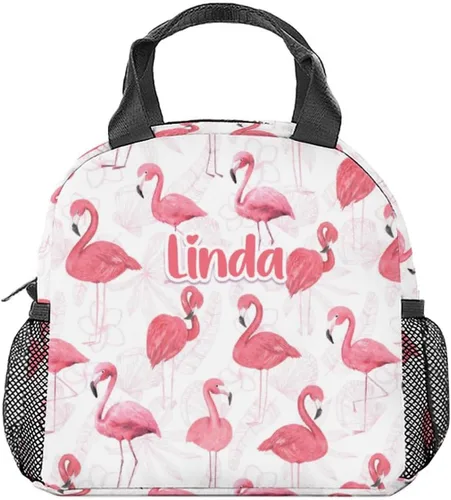Vista 10 de Lonchera de flamenco para niñas, pequeñas bolsas de almuerzo aisladas, bonita lonchera reutilizable para mujeres, bolsas de almuerzo portátiles