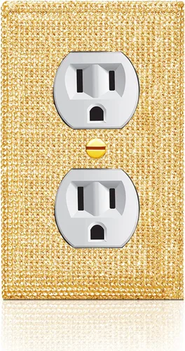 Vista 8 de 4 piezas de placa de pared rosa plateado brillante cubierta decorativa interruptor de luz cubierta de interruptor de palanca única diamantes