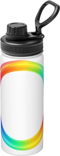 Vista 13 de Botella de agua aislada con estampado de tsunami de obsidiana, de acero inoxidable de 18 onzas, divertida taza de viaje, a prueba de fugas