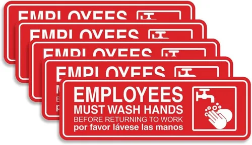 Vista 50 de Standard Employees Must Wash Hands - Letrero para puerta/pared, color negro, pequeño