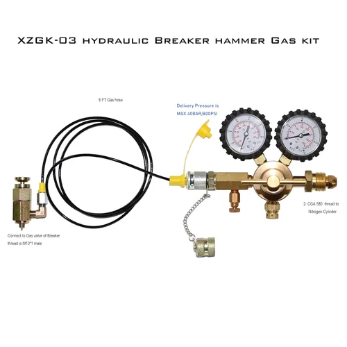 Vista 2 de XZT GK-03 Kit hidráulico de carga de gas nitrógeno y prueba de presión para martillo hidráulico JCB
