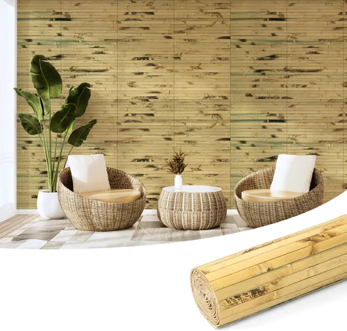 Vista 26 de Art3d - Panel de bambú natural para decoración de pared interior, panel de revestimiento de poste, techo, muebles, gabinete, oficina, 12 x 96