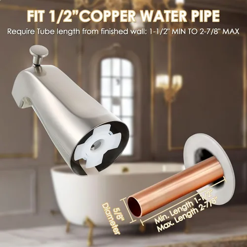 Vista 3 de Enhon Boquilla deslizante para bañera con desviador, compatible con la norma estadounidense 8888026.002, grifo de bañera de baño, se adapta a 1/2