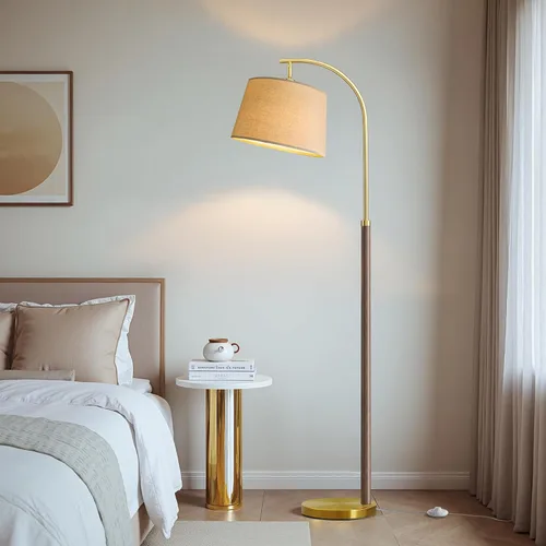 Vista 2 de Lámparas de pie de madera real para sala de estar, dormitorio, lámpara