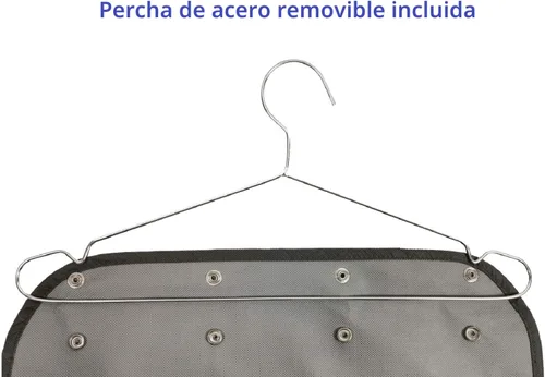 Vista 5 de Organizador de joyas colgante de doble cara con colgador para armario, collar, aretes, pulsera, anillo, soporte de viaje