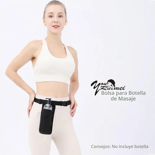Vista 6 de Funda profesional para terapeuta de masaje con cinturón ajustable, bolsa para botella de masaje, funda de loción de masaje, negro (XJ-1KD)
