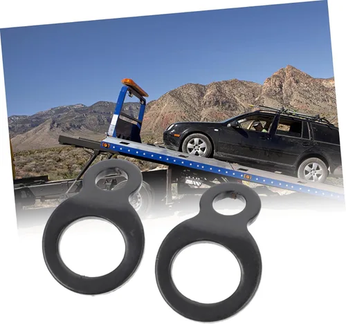 Vista 6 de Uonlytech 2 anillos de tracción resistentes para camiones y remolques, anclajes negros en forma de D con diseño resistente a la corrosión