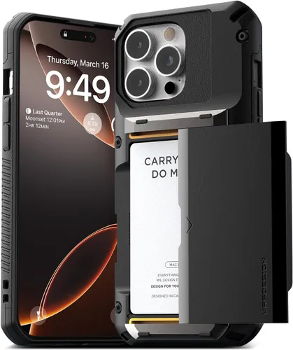 Vista 16 de VRS DESIGN Damda Glide Pro - Funda para iPhone 12 Pro Max, con [4 tarjetas] Premium Robusta [Semiautomática] Funda para tarjeta de crédito