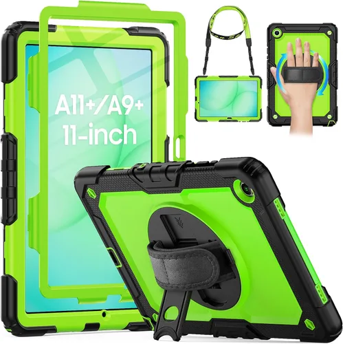 Vista 11 de HXCASEAC Funda para Samsung Galaxy Tab A9/A11 de 8.7 pulgadas, protector con protector de pantalla/correa de mano/soporte para bolígrafo, a prueba