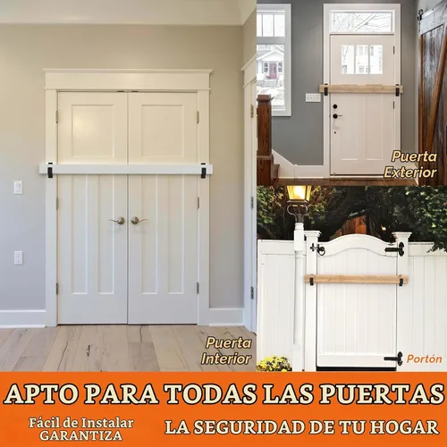 Vista 4 de Soportes de barricada de puerta de 2 x 4 resistentes, 2 piezas, soportes para barra de puerta, para seguridad en el hogar, color negro