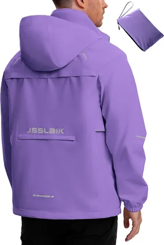 Vista 11 de Chaqueta impermeable para hombre, resistente al viento, transpirable, para senderismo, ciclismo, viajes, con capucha y bolsillos