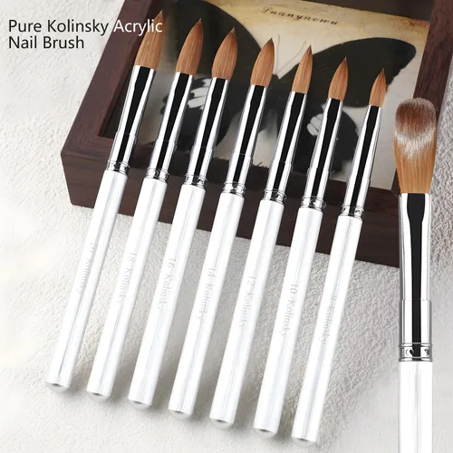 Vista 9 de Kolinsky - Cepillo de uñas acrílicas, 100% cabello Kolinsky, cepillo profesional de arte de uñas para aplicación acrílica, extensión de uñas