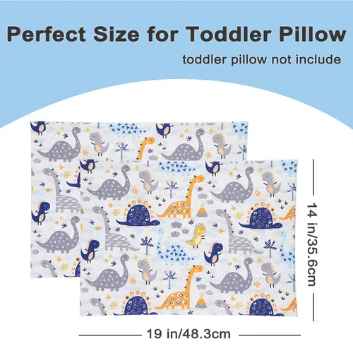 Vista 2 de Paquete de 2 fundas de almohada para niños pequeños, 100% algodón de 14 x 19 pulgadas, se adapta a almohadas de ropa de cama de niños pequeños de 14