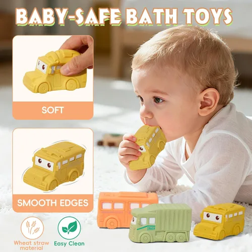 Vista 5 de Juguetes de baño para bebés, paquete de 9 unidades, juguetes de baño flotantes, sin moho, para bebés de 6 a 12 años y niños de 1 a 3 años, juguetes