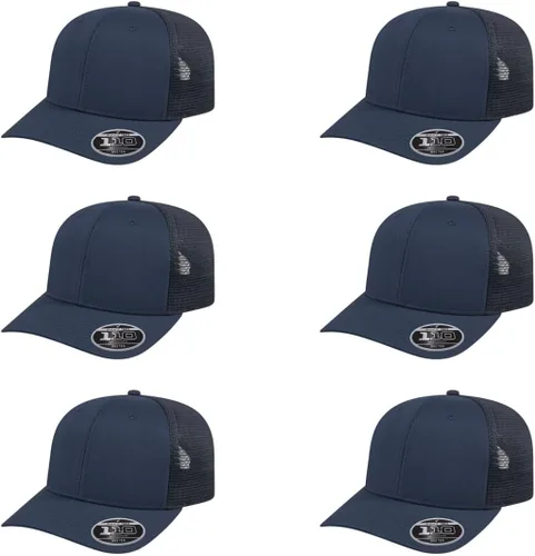 Vista 55 de Cap America i8502 Flexfit 110 Premium - Gorra de camionero de perfil medio con 6 paneles de malla trasera con protección UV y cierre ajustable